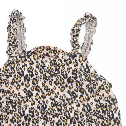Close-up detail of Papaya women’s pink animal print basic tank, size UK 18