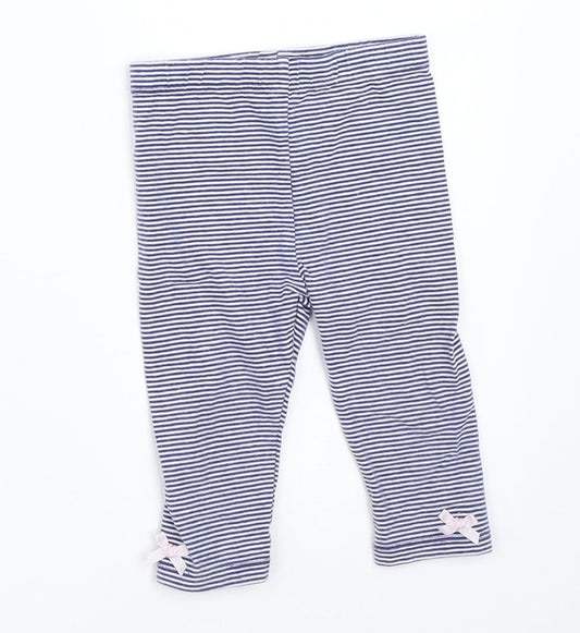 George Girls Blue Striped  Capri Trousers Size 6-9 Months