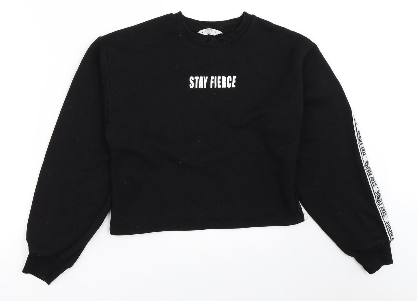 Candy Couture Girls Black   Pullover Sweatshirt Size 14 Years