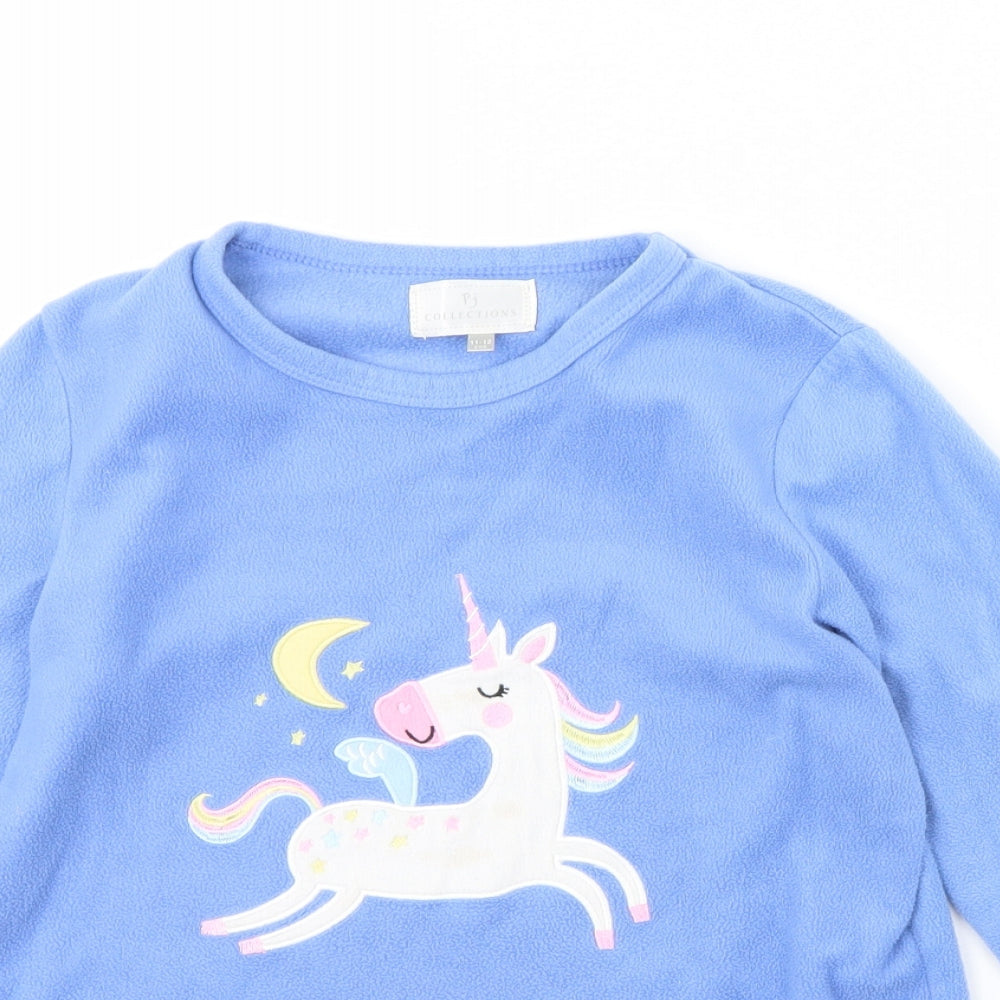 PJ Collections Girls Blue Solid Fleece Cami Pyjama Top Size 11 Years