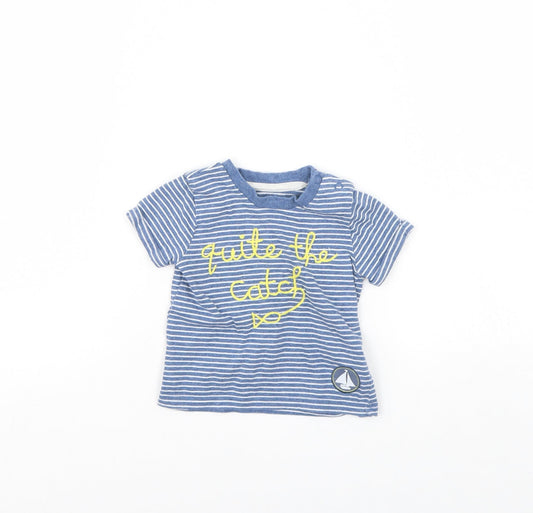 F&F Baby Blue Striped  Basic T-Shirt Size 6-9 Months