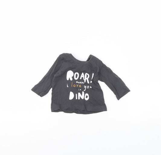 Preworn Baby Grey   Basic T-Shirt Size 0-3 Months  - Dinosaur