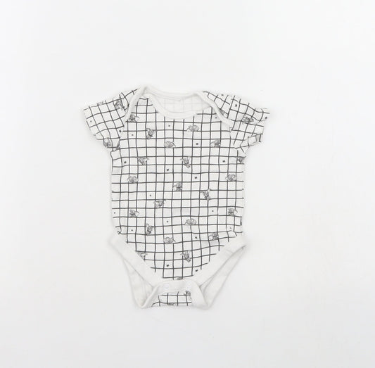 George Baby White Check  Babygrow One-Piece Size 0-3 Months  - Disney