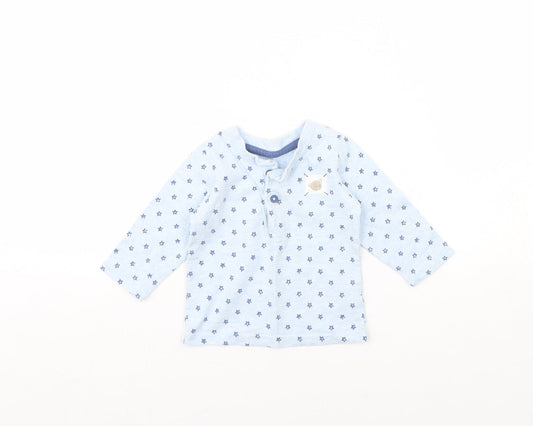 George Baby Blue Spotted  Basic T-Shirt Size 0-3 Months  - star detail