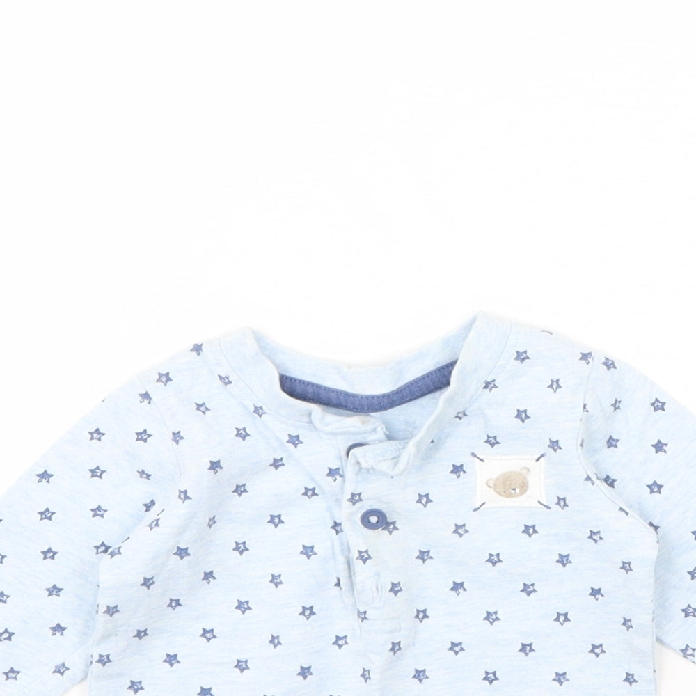 George Baby Blue Spotted  Basic T-Shirt Size 0-3 Months  - star detail
