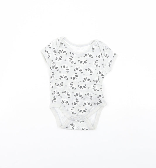 Primark Baby Grey Animal Print  Babygrow One-Piece Size 0-3 Months  - Panda