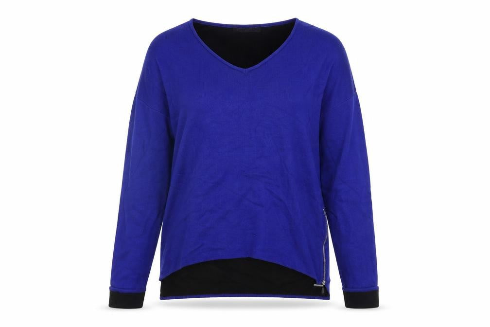 Marks & Spencer Womens Blue Houndstooth  Henley Jumper Size 12