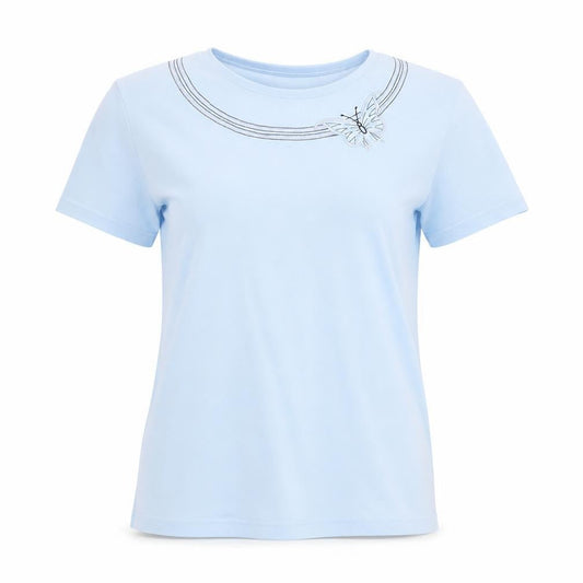 isabelle Womens Blue Geometric  Basic T-Shirt Size M