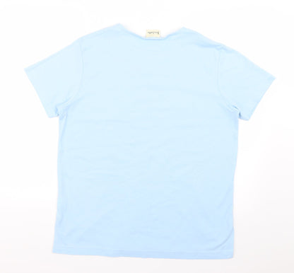 isabelle Womens Blue Geometric  Basic T-Shirt Size M