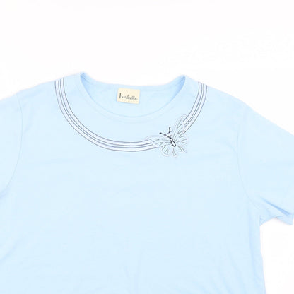 isabelle Womens Blue Geometric  Basic T-Shirt Size M