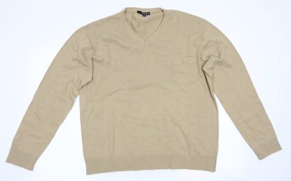 Preloved Simon Clarke Mens Beige   Pullover Jumper Size XL - Front