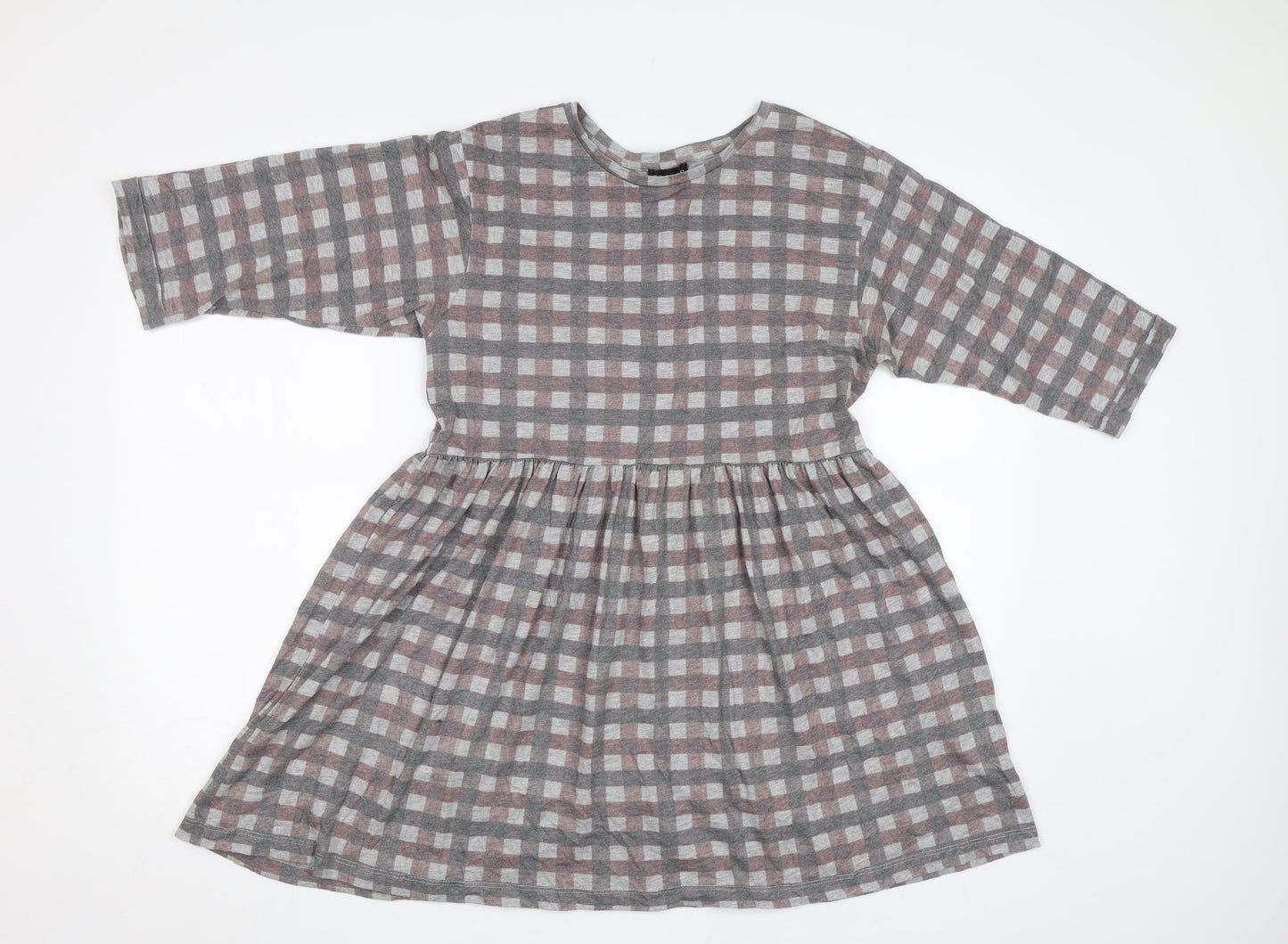 Topshop Womens Grey Check  Fit & Flare  Size 10
