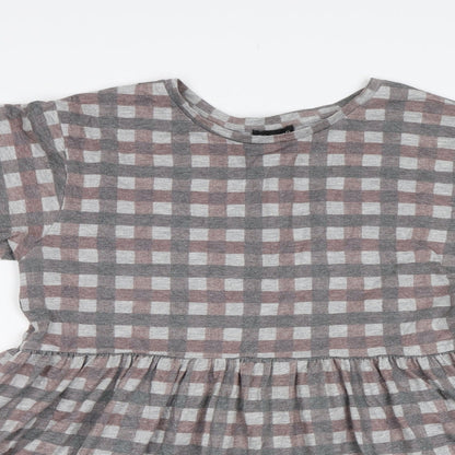 Topshop Womens Grey Check  Fit & Flare  Size 10
