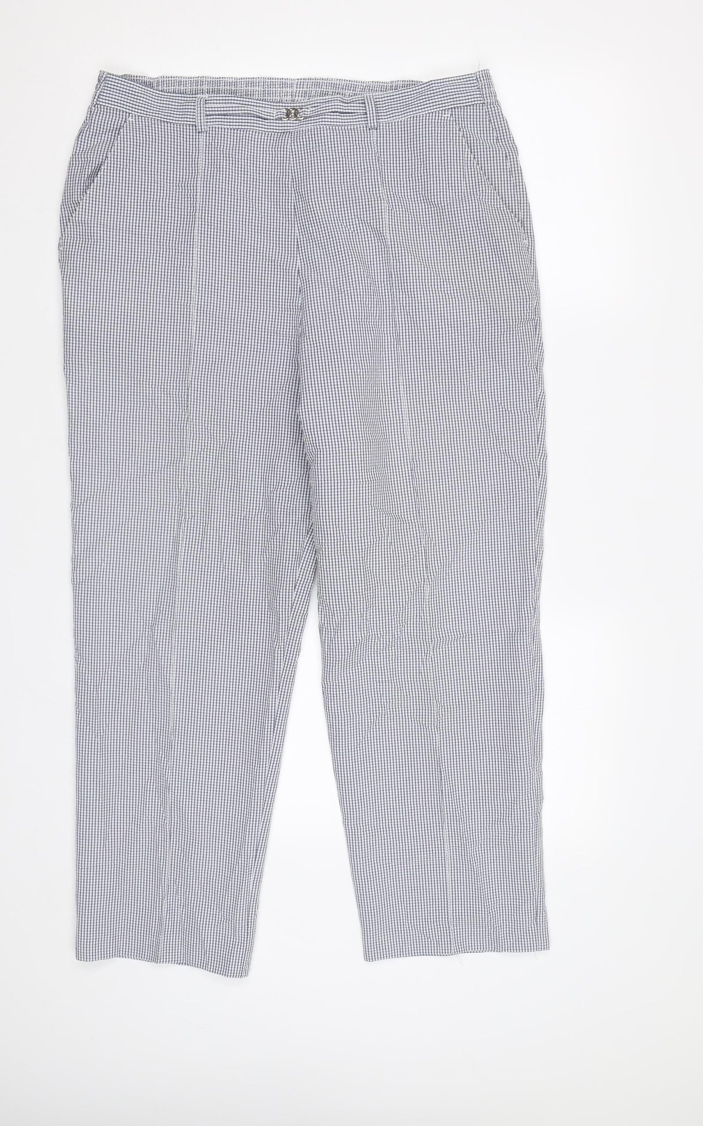 M&S Womens Blue Check  Trousers  Size 14 L26 in