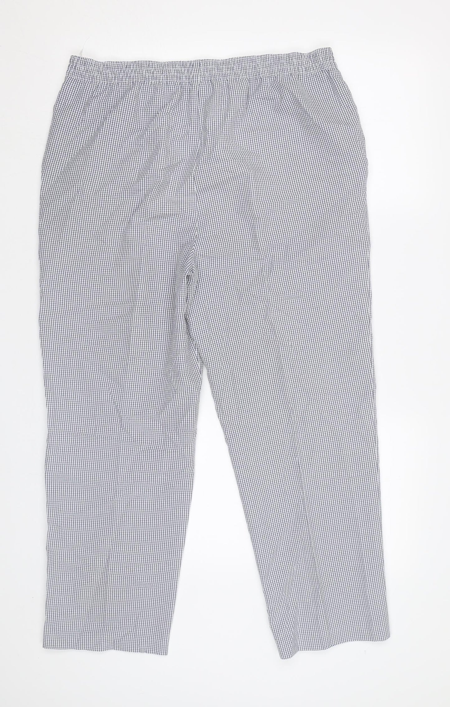 M&S Womens Blue Check  Trousers  Size 14 L26 in