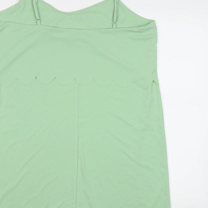 Brand and care label for ASOS women’s green camisole tank, size UK 14