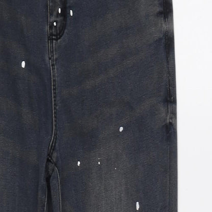 Close-up detail of Denim Co girls’ grey skinny jeans, size 9, years