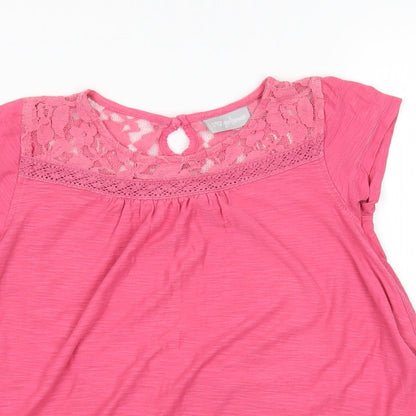 Close-up detail of Matalan girls’ pink basic blouse, size 9, years