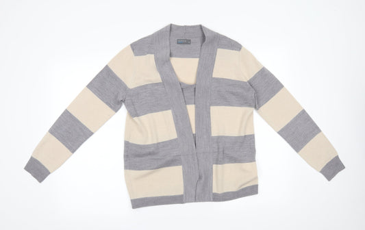 Papaya Womens Beige Striped  Cardigan Jumper Size 12