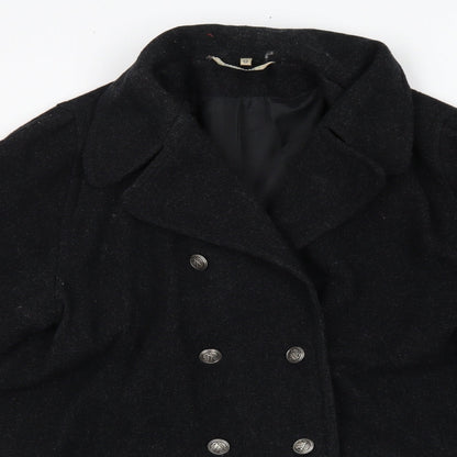 Close-up detail of NuAge women’s grey overcoat coat, size UK 12