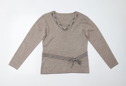 Preworn Womens Beige  Knit Pullover Jumper Size M
