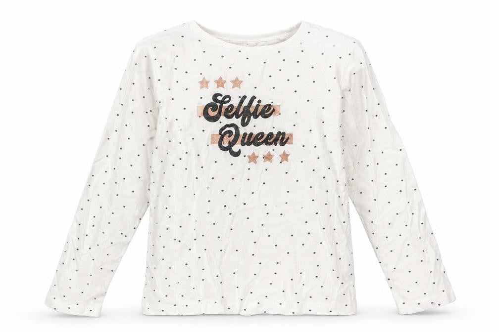 Primark Girls White Polka Dot  Basic T-Shirt Size 9-10 Years