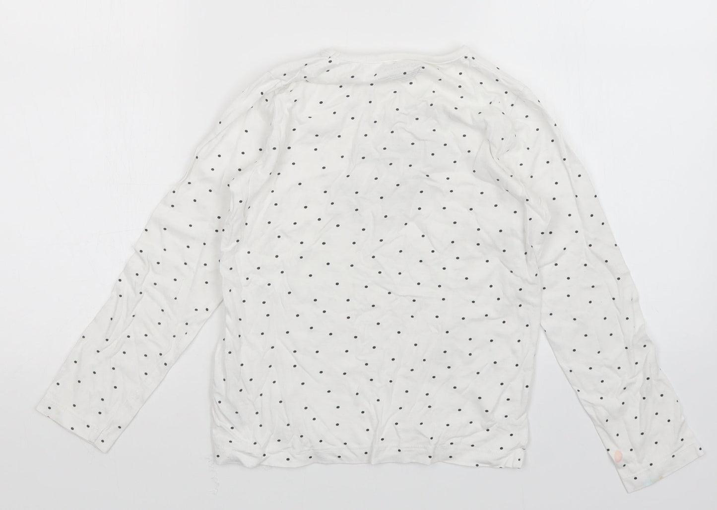 Primark Girls White Polka Dot  Basic T-Shirt Size 9-10 Years