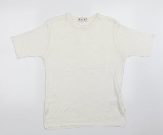 Keeno Womens White Floral  Pullover Jumper