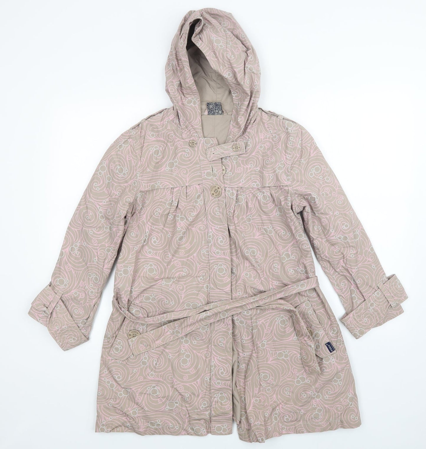HOOCH Womens Beige Floral  Overcoat Coat Size 10