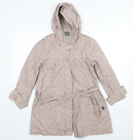 HOOCH Womens Beige Floral  Overcoat Coat Size 10