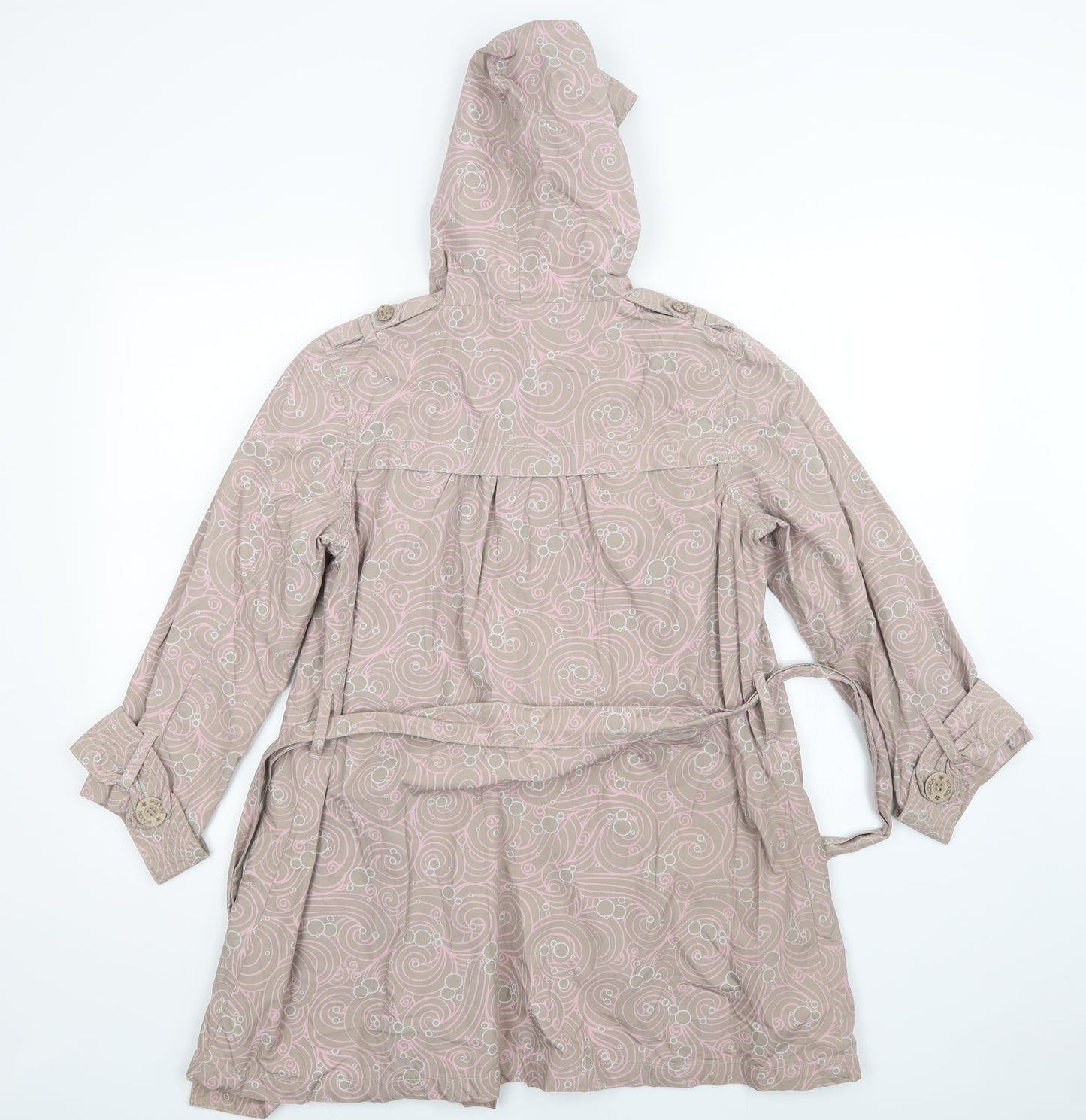 HOOCH Womens Beige Floral  Overcoat Coat Size 10