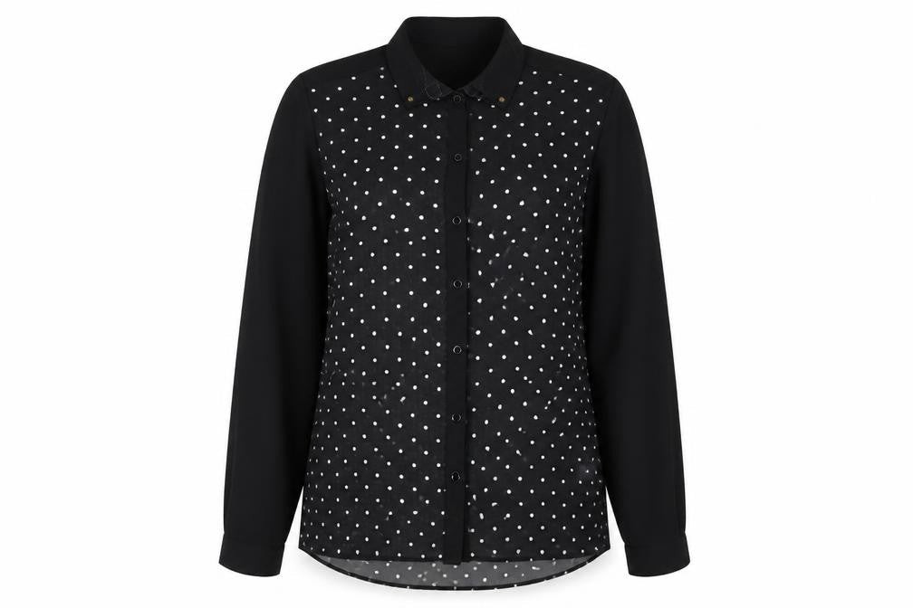 Papaya Womens Black Polka Dot  Basic Button-Up Size 12