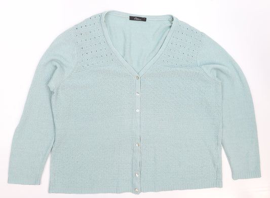 BM Womens Green  Knit Cardigan Jumper Size L  - Oversized