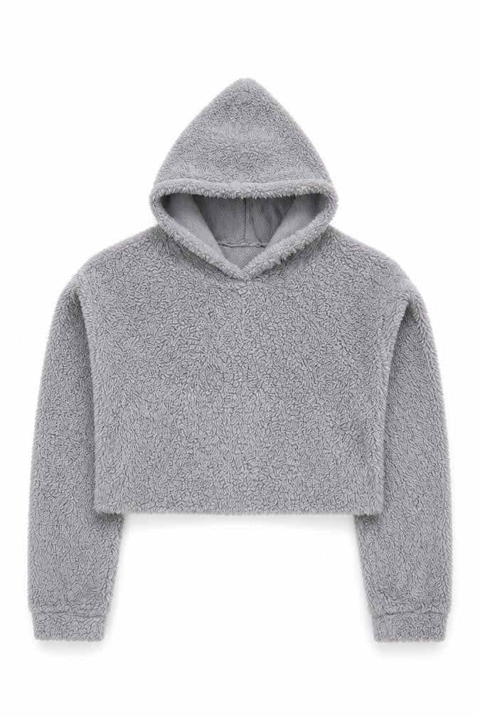 SheIn Womens Grey  Fleece Pullover Hoodie Size S  - Crop