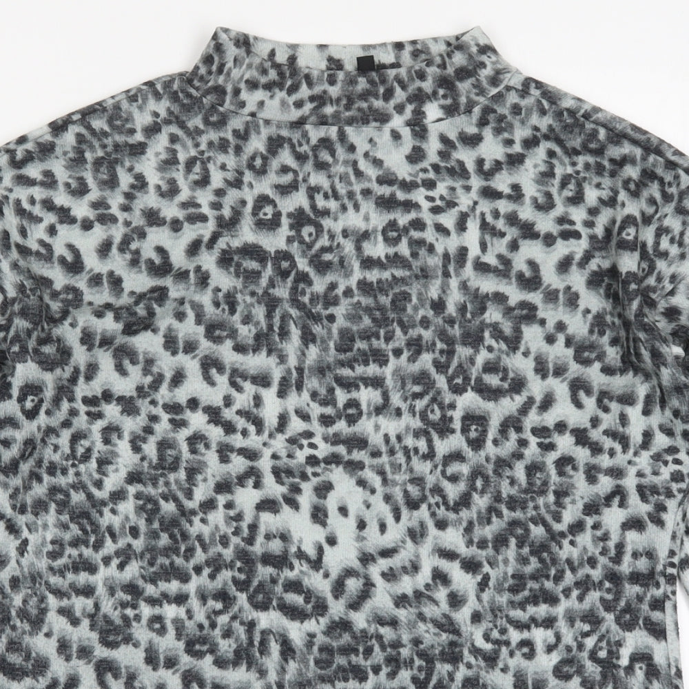 Pep&Co Womens Grey Animal Print  Basic T-Shirt Size 8