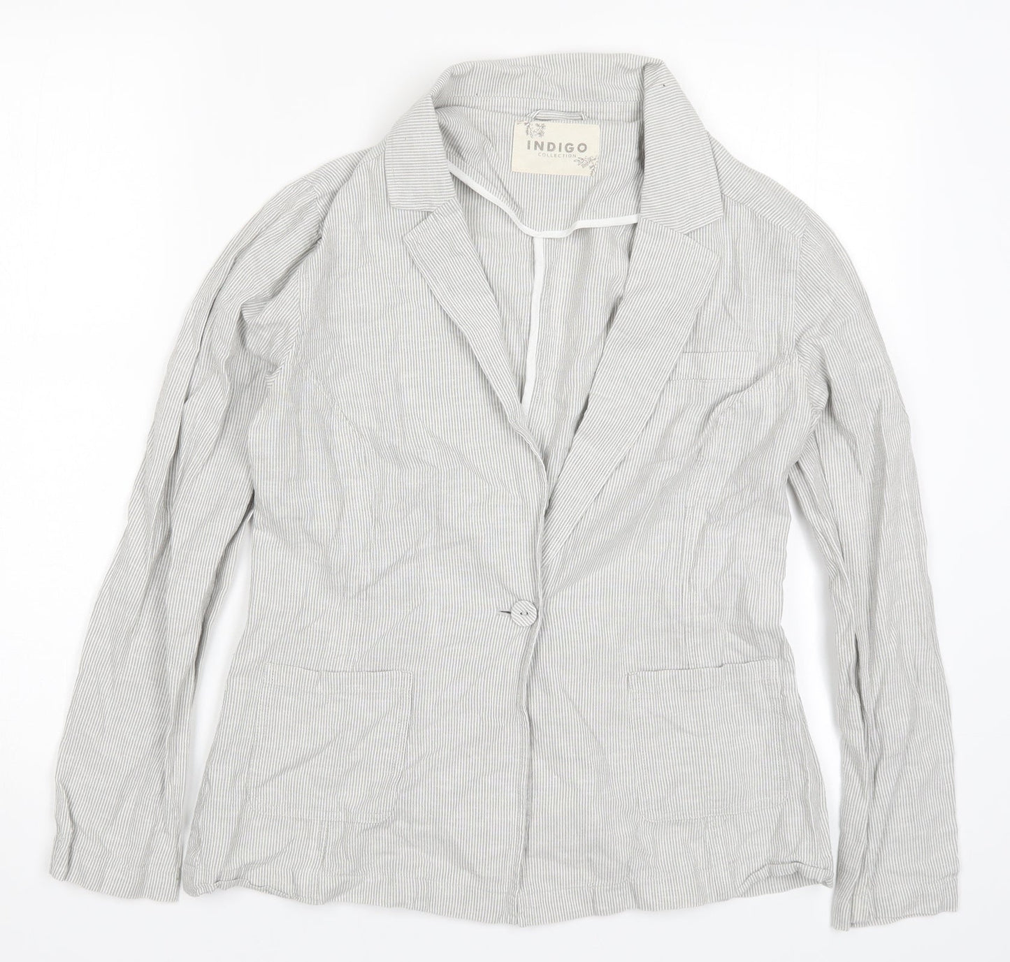 Marks and Spencer Womens Grey Striped  Jacket  Size 10