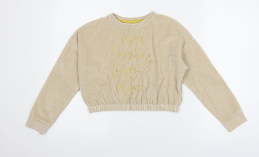 George Girls Beige  Velvet Pullover Sweatshirt Size 8-9 Years  - Merry Christmas