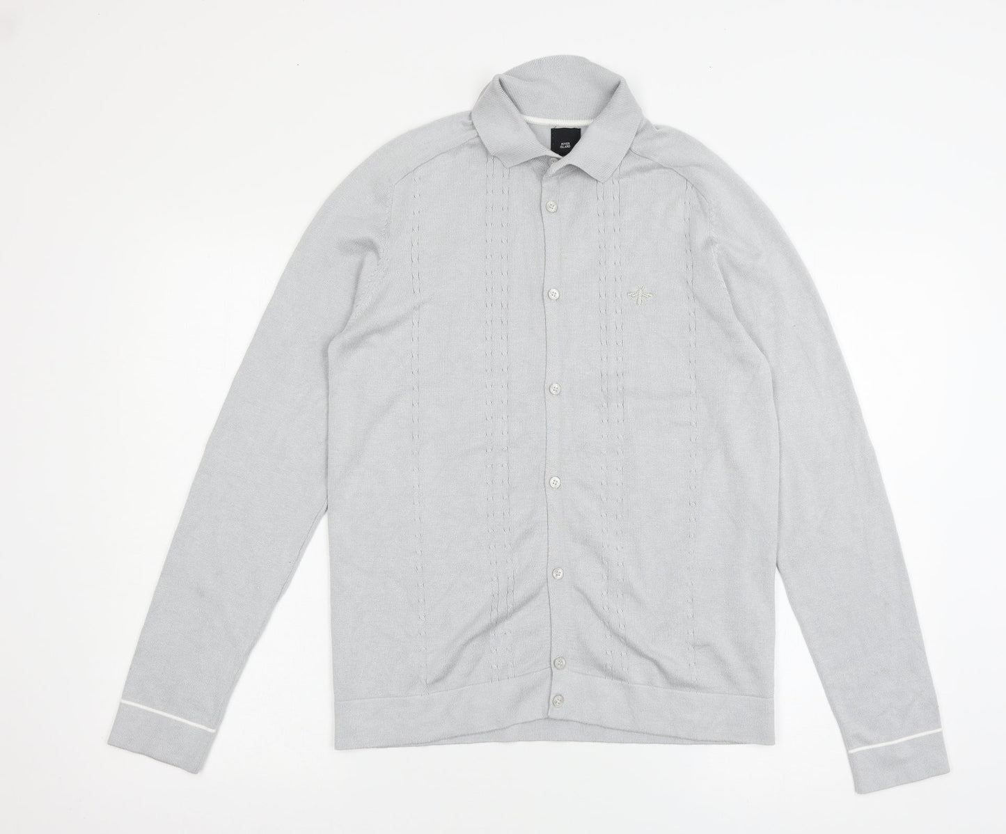 River Island Mens Grey  Knit Cardigan Jumper Size S