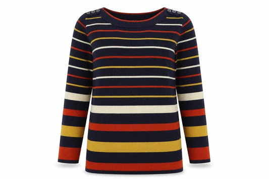 Isle Womens Blue Striped Knit Pullover Jumper Size 10