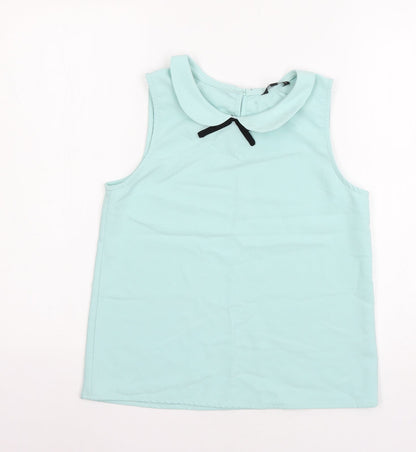 Additional front view of Candy Cou girls’ blue basic blouse, size 12-13, years