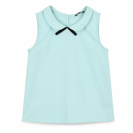 Front view of Candy Cou girls’ blue basic blouse, size 12-13, years