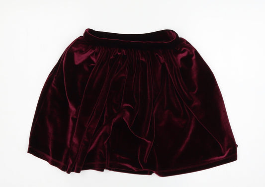 Topshop Womens Purple  Velour Flare Skirt Size 6