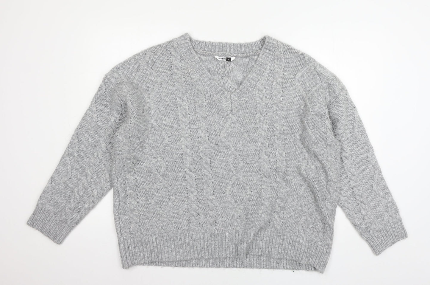 PEP & CO Womens Grey  Knit Pullover Jumper Size 16