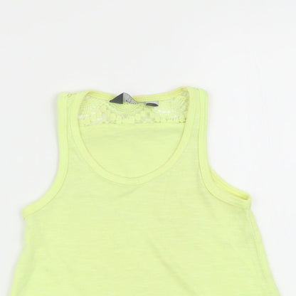 Close-up detail of Primark girls’ yellow basic tank, size 3-4, years