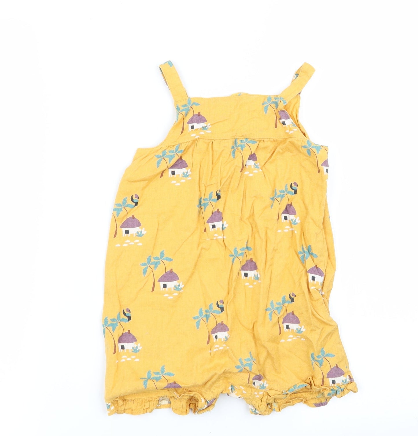 M&S Girls Yellow   Dungaree One-Piece Size 12-18 Months