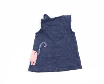 Back view of bluezoo girls’ blue fit & flare, size 3-6, months