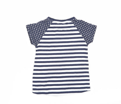 Back view of Tu girls’ multicoloured striped basic t-shirt, size 18-24, months