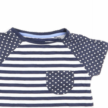 Close-up detail of Tu girls’ multicoloured striped basic t-shirt, size 18-24, months