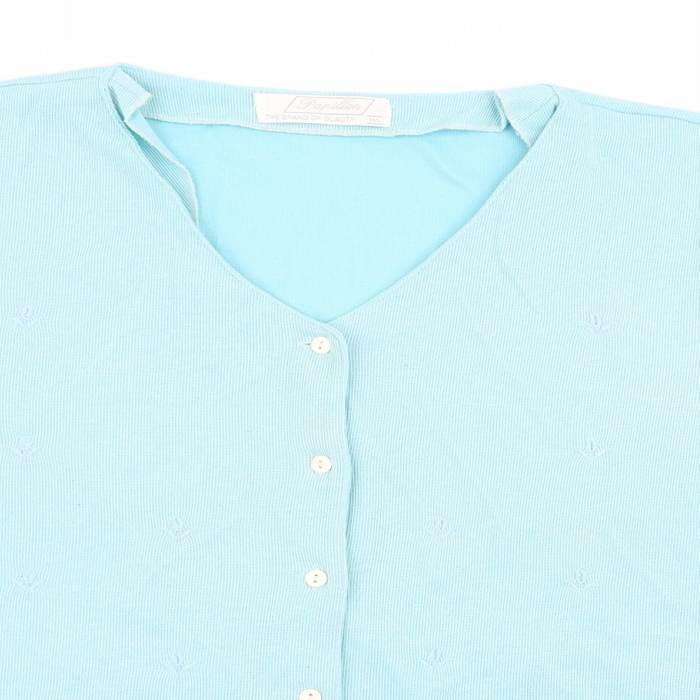 Papillon Womens Blue   Basic Button-Up Size M