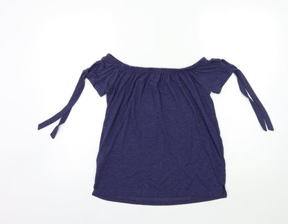 Back view of net women’s blue basic blouse, size UK 6